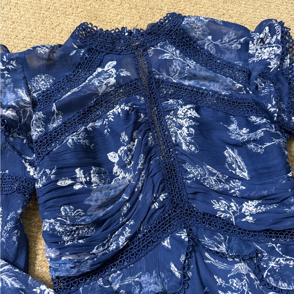 Floral Blue Ruffle Dress - Picture 5 of 6